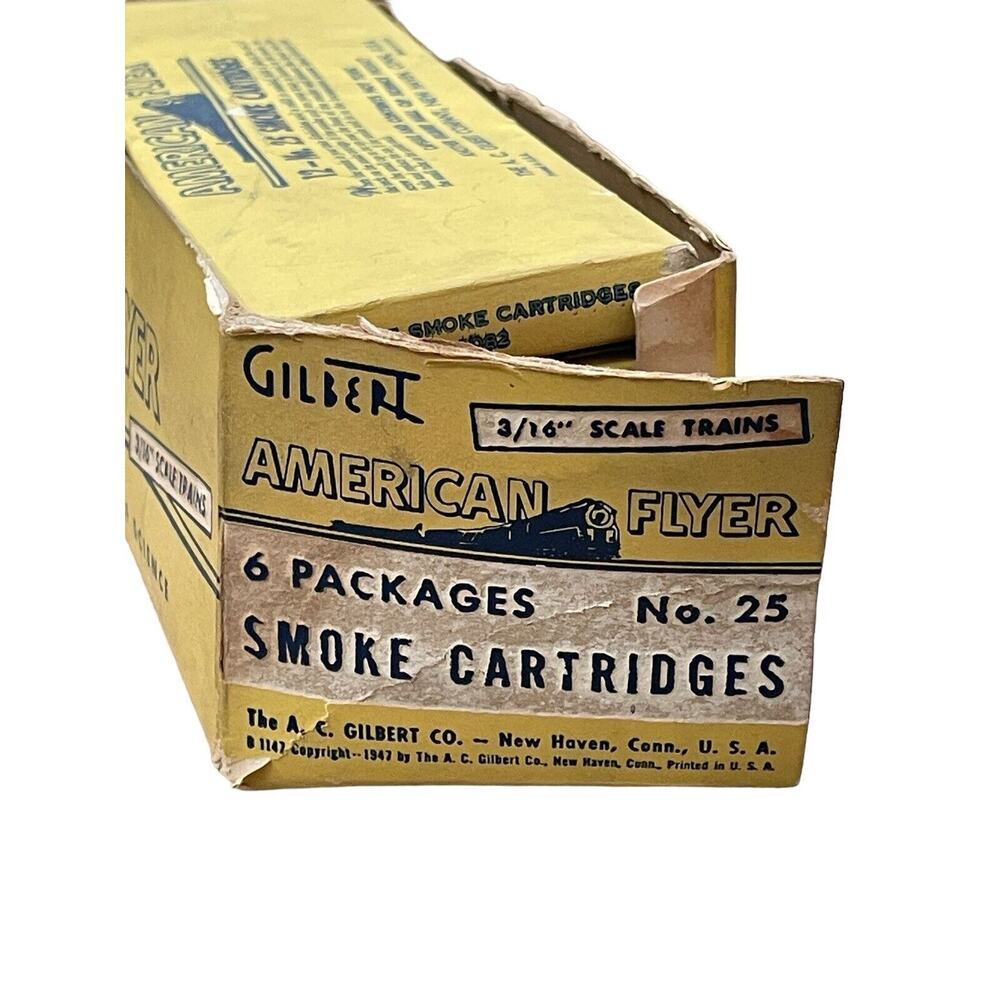 Gilbert American Flyer No. 25 Smoke Cartridges Empty Boxes Vintage 1950s
